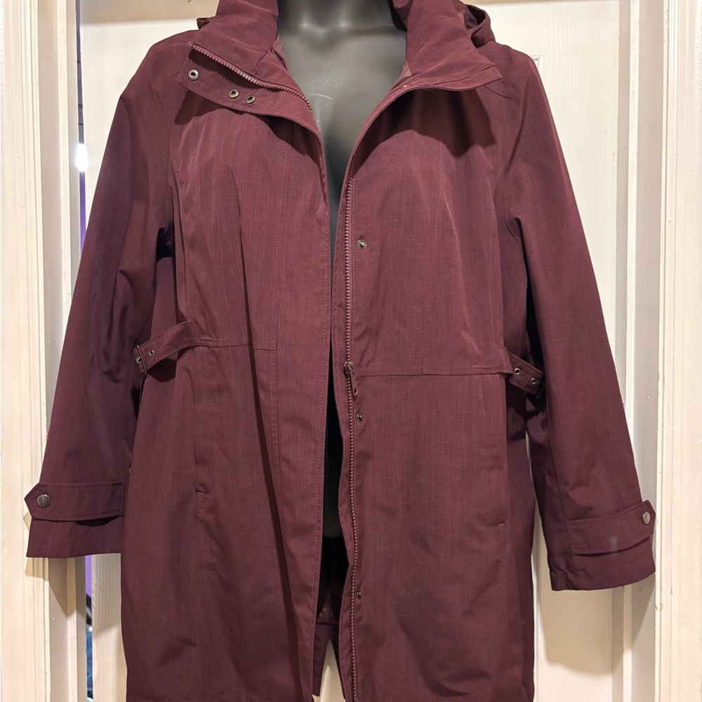Kirklands Hooded Trench Coat in Burgundy